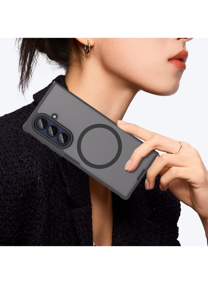 ريما كفر سامسونج جالكسي زد فولد 7 ماج سيف مغناطيسي ملمس مطفي ضد البصمات غطاء نحيف مقاوم للصدمات اسود - Image 3