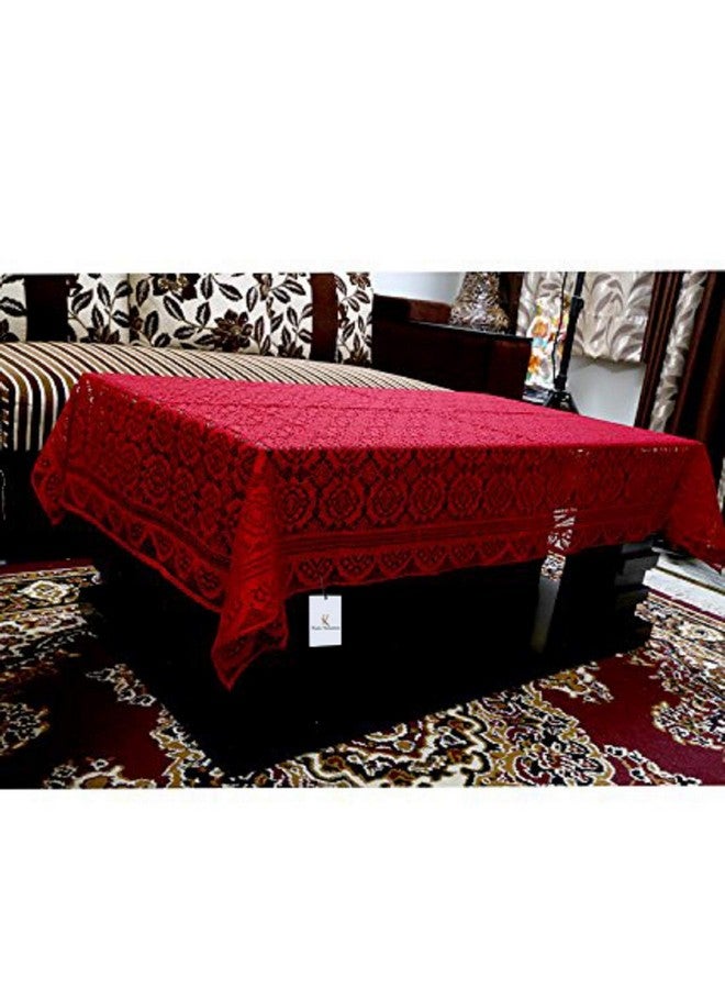 Kuber Industries Cotton Centre Rectangular Table Cover Set (Maroon) - Image 2