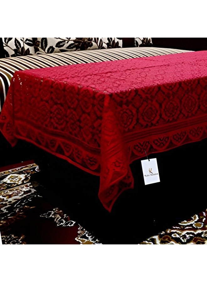 Kuber Industries Cotton Centre Rectangular Table Cover Set (Maroon) - Image 4