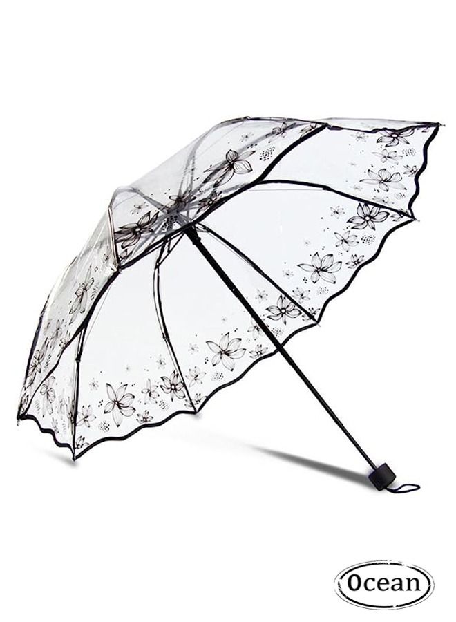 Ocean Romantic Sakura Foldabe Transparent Umbrella For Ladies And Girls  - Image 1