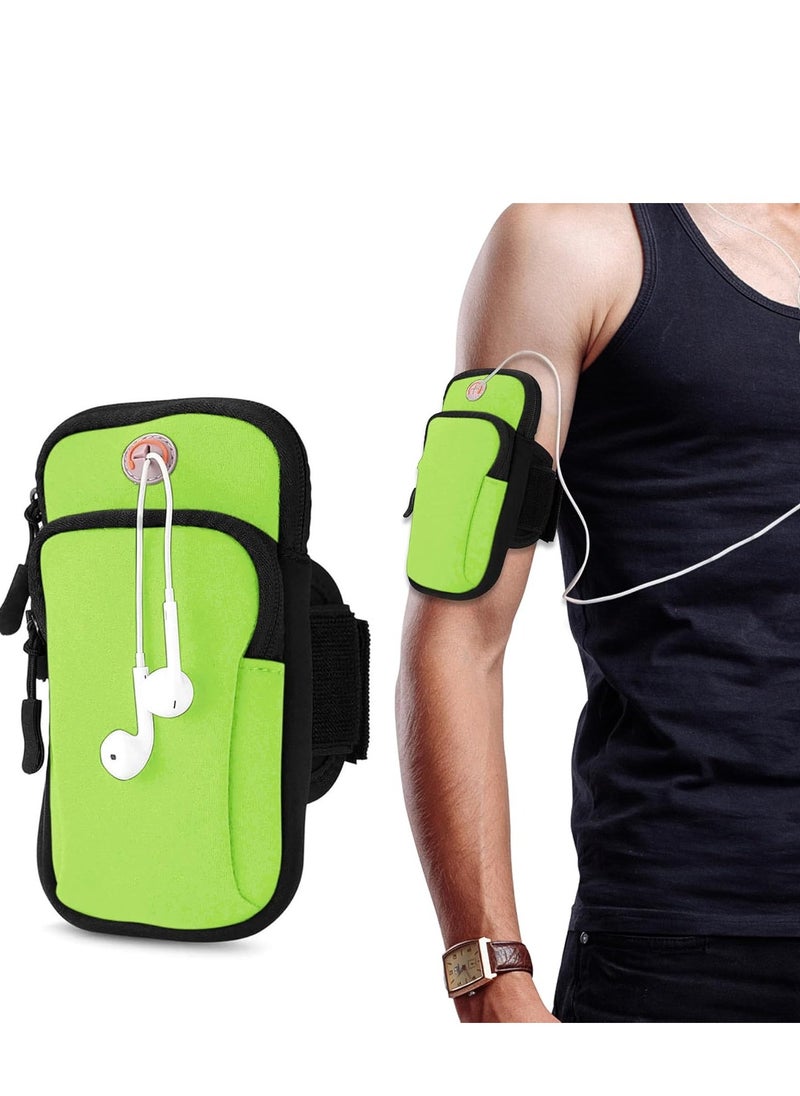 Whale's Bestie Waterproof Running Phone Holder, Arm Pack for Outdoor Sports Cycling Swimming Compatible with 6 Inch Phones Dual Pocket Design with Headphone Hole (Green)  - Image 3