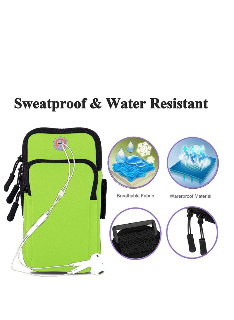 Whale's Bestie Waterproof Running Phone Holder, Arm Pack for Outdoor Sports Cycling Swimming Compatible with 6 Inch Phones Dual Pocket Design with Headphone Hole (Green)  - Image 4