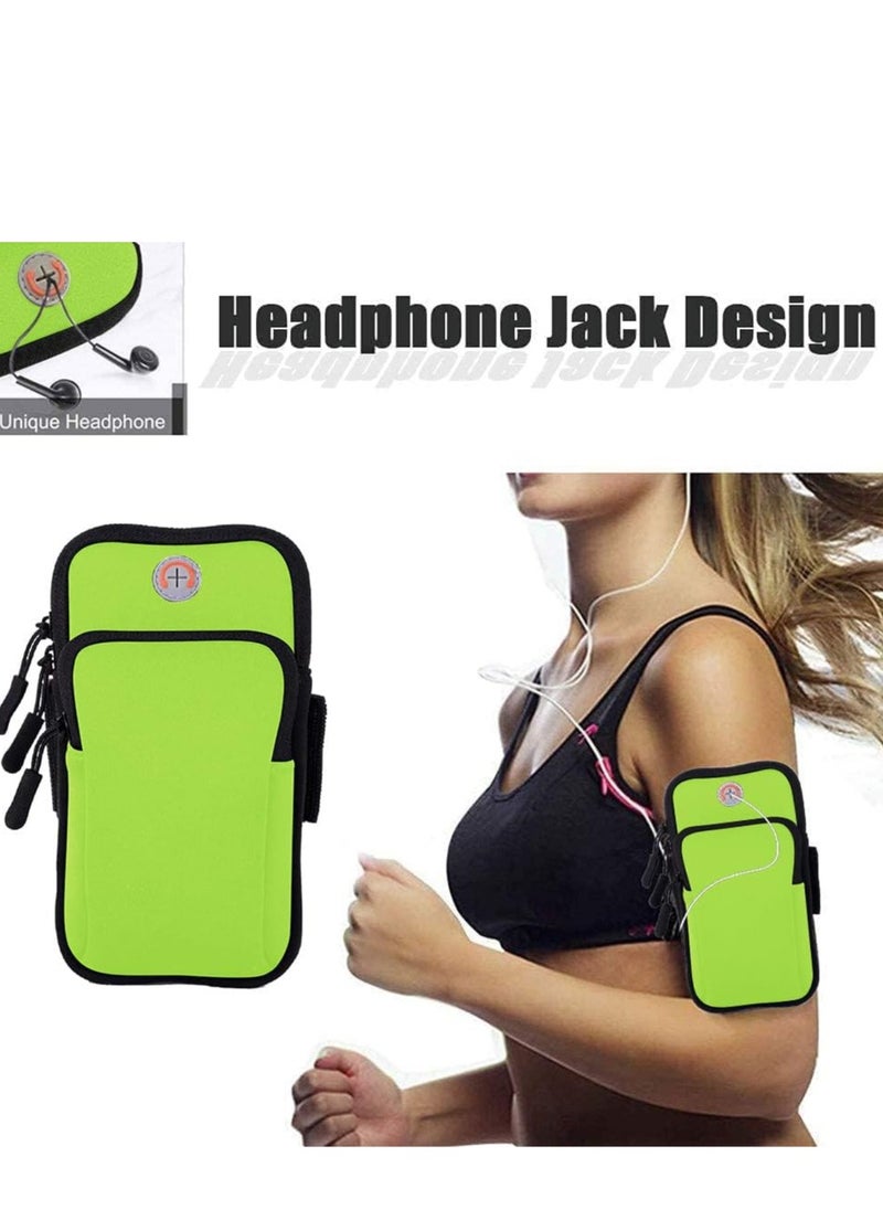 Whale's Bestie Waterproof Running Phone Holder, Arm Pack for Outdoor Sports Cycling Swimming Compatible with 6 Inch Phones Dual Pocket Design with Headphone Hole (Green)  - Image 5