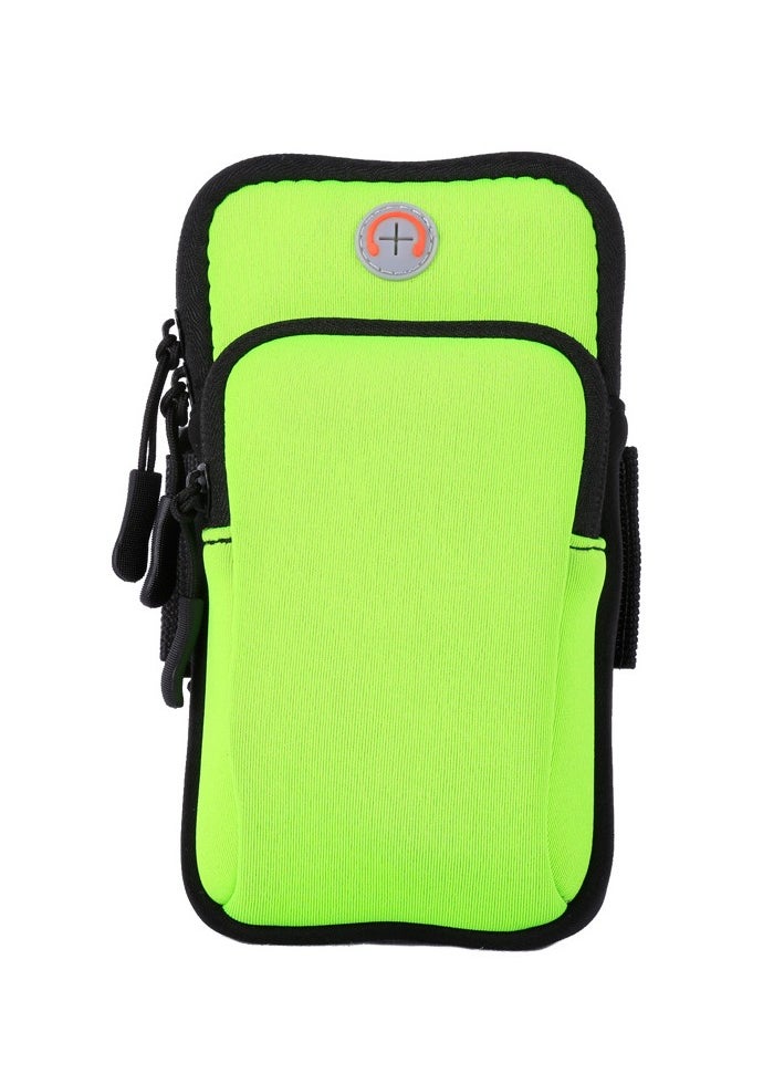 Whale's Bestie Waterproof Running Phone Holder, Arm Pack for Outdoor Sports Cycling Swimming Compatible with 6 Inch Phones Dual Pocket Design with Headphone Hole (Green)  - Image 1