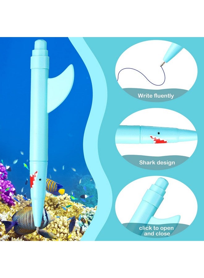Sinmoe Shark Shaped Pens For Kids Cute Fun Shark Pens Bulk Plastic Novelty Pen Shark Birthday Party Favor Blue Ocean Beach Theme School Supplies For Student Gift Prize Adult Office Stationery (24 Pcs) - Image 3