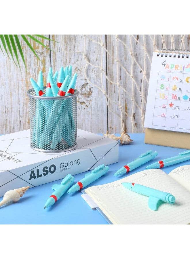 Sinmoe Shark Shaped Pens For Kids Cute Fun Shark Pens Bulk Plastic Novelty Pen Shark Birthday Party Favor Blue Ocean Beach Theme School Supplies For Student Gift Prize Adult Office Stationery (24 Pcs) - Image 4