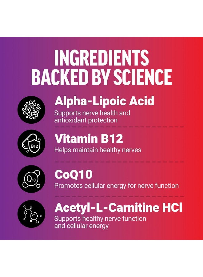Force Factor مكمل فورس فاكتور اليومي لتخفيف الأعصاب مع حمض ألفا ليبويك، وفيتامينات ب، CoQ10 وأستيل-L-كارنيتين HCl لعدم الراحة العصبية في اليدين، القدمين، الأصابع وأصابع القدم، نكهة التوت الأزرق والأساي، 30 قطعة لينة - Image 3