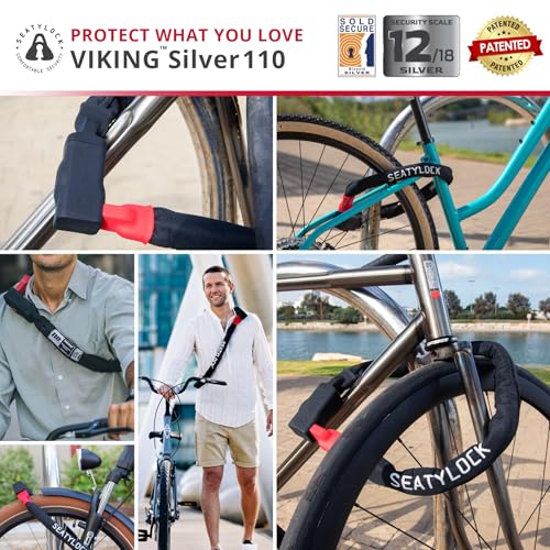 Seatylock Viking Bike Chain Lock with Key - Magnetic Patented Sold Secure Silver Rated - Heavy Duty Anti Theft - Smart Ultra Security Bicycle Lock (43.3 Inch) - Image 5