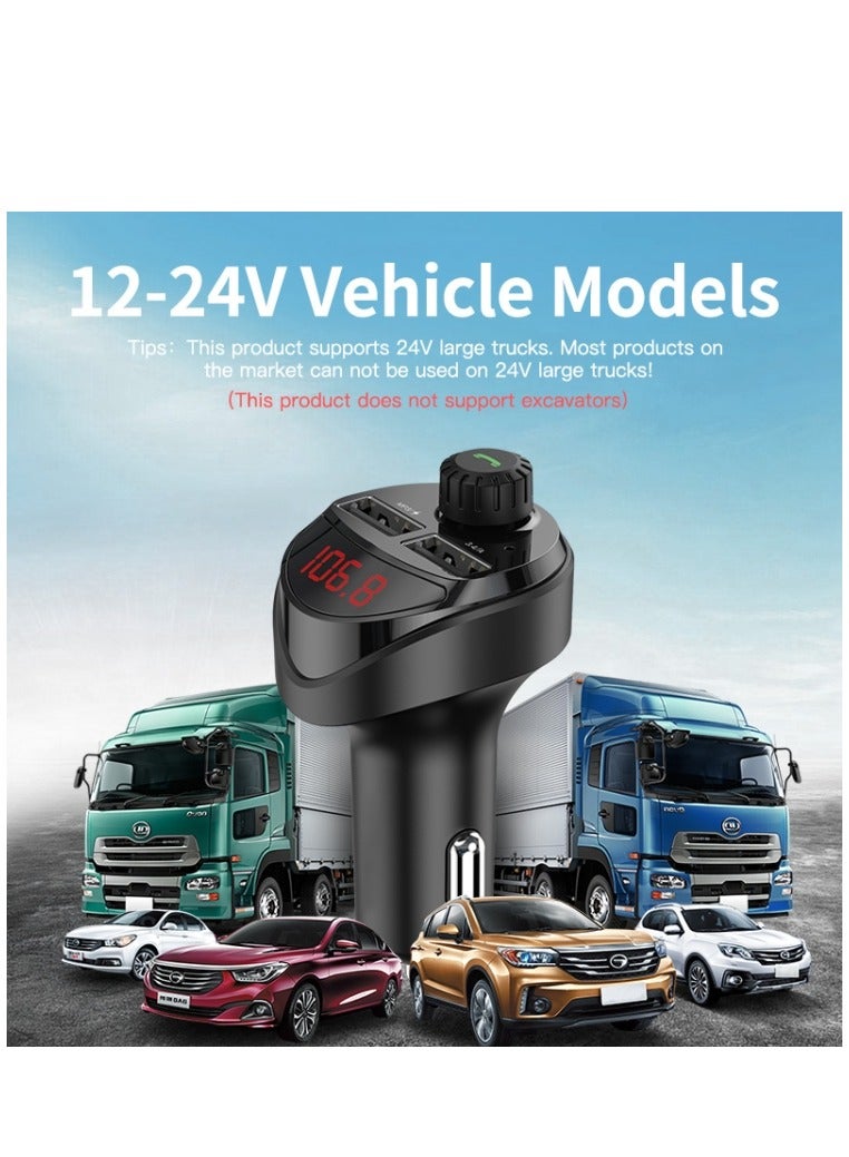 ELTRAZONE B16 2.4A Dual USB Charger Car Bluetooth Transmitter(Black) - Image 5