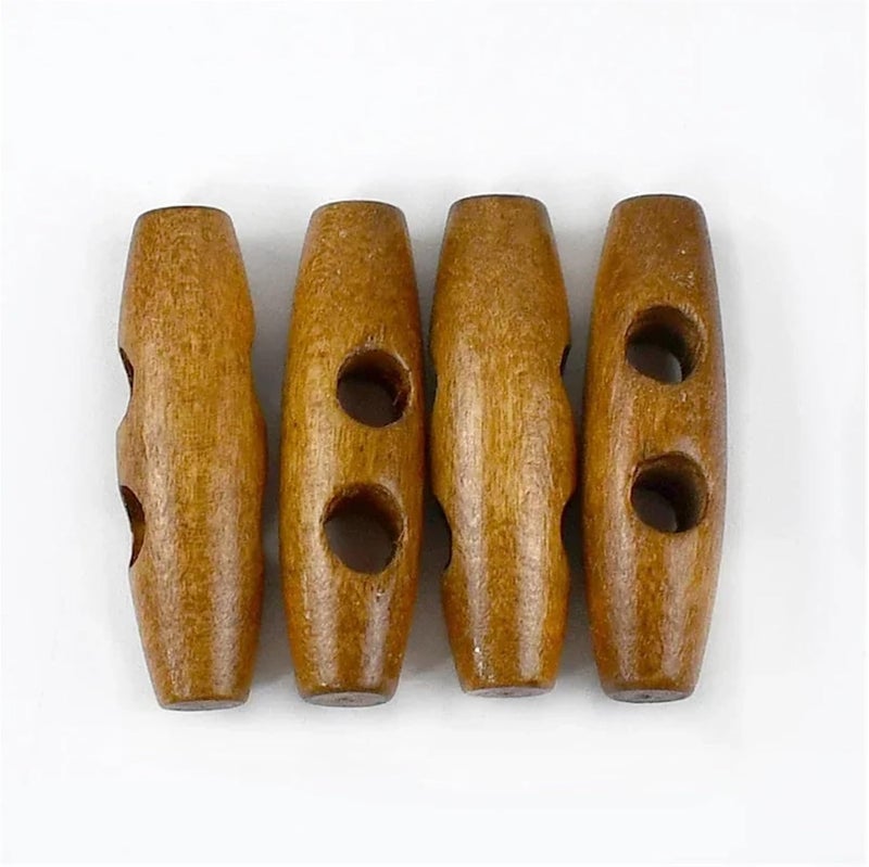 300 Pcs Wooden Toggle Buttons 2 Holes Coat for Clothing DIY Overcoat Horn Buckle Sewing Garment Accessories(MediumCoffee-1,40mm) - Image 1