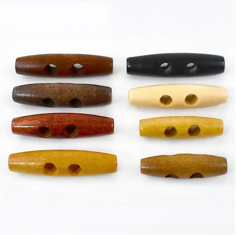 300 Pcs Wooden Toggle Buttons 2 Holes Coat for Clothing DIY Overcoat Horn Buckle Sewing Garment Accessories(MediumCoffee-1,40mm) - Image 3
