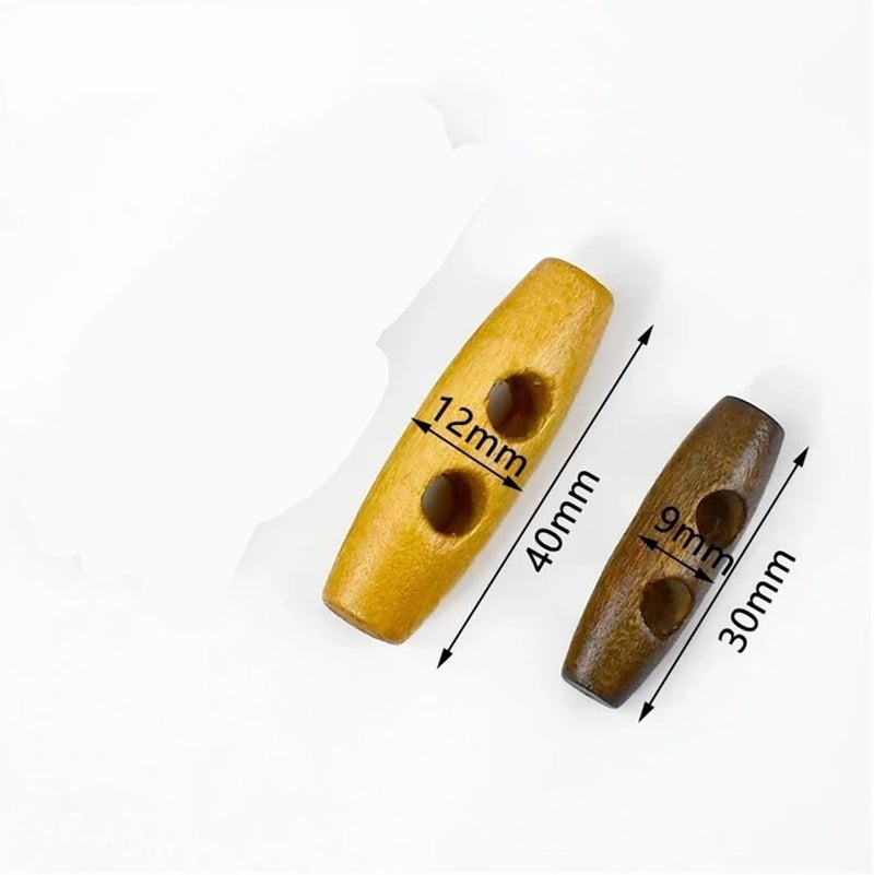 300 Pcs Wooden Toggle Buttons 2 Holes Coat for Clothing DIY Overcoat Horn Buckle Sewing Garment Accessories(MediumCoffee-1,40mm) - Image 4
