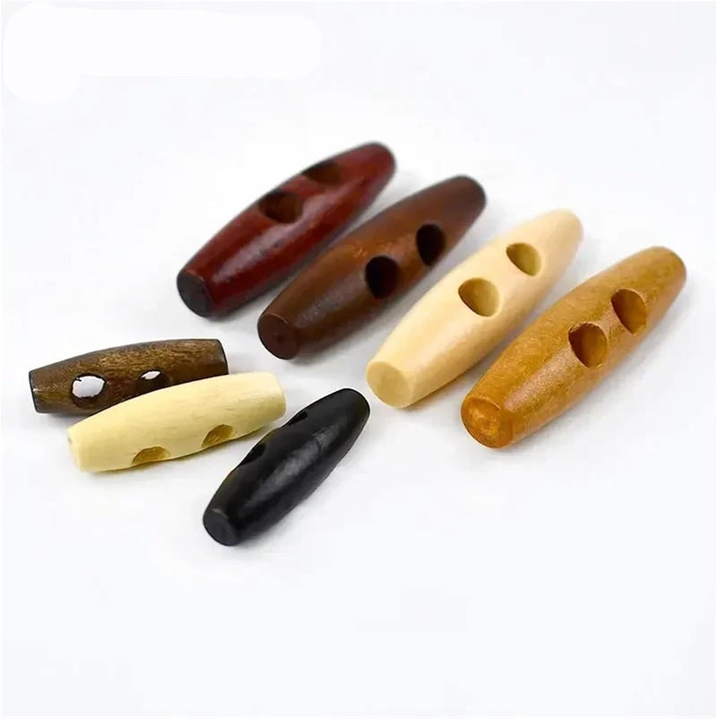 300 Pcs Wooden Toggle Buttons 2 Holes Coat for Clothing DIY Overcoat Horn Buckle Sewing Garment Accessories(MediumCoffee-1,40mm) - Image 5