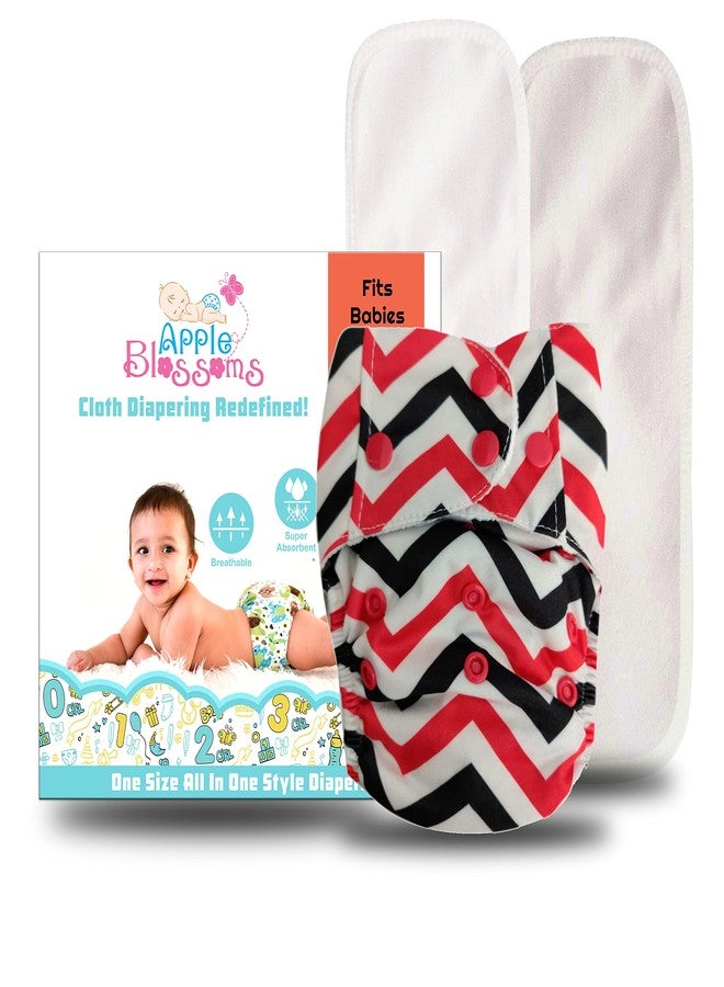 Apple Blossoms Reusable Cloth diaper for babies 3M to 3Y | CPSIA Certified 300+wash |Washable & Adjustable Snap Button | pack includes 1 Diaper with 2 organic Bamboo cotton inserts - Image 1