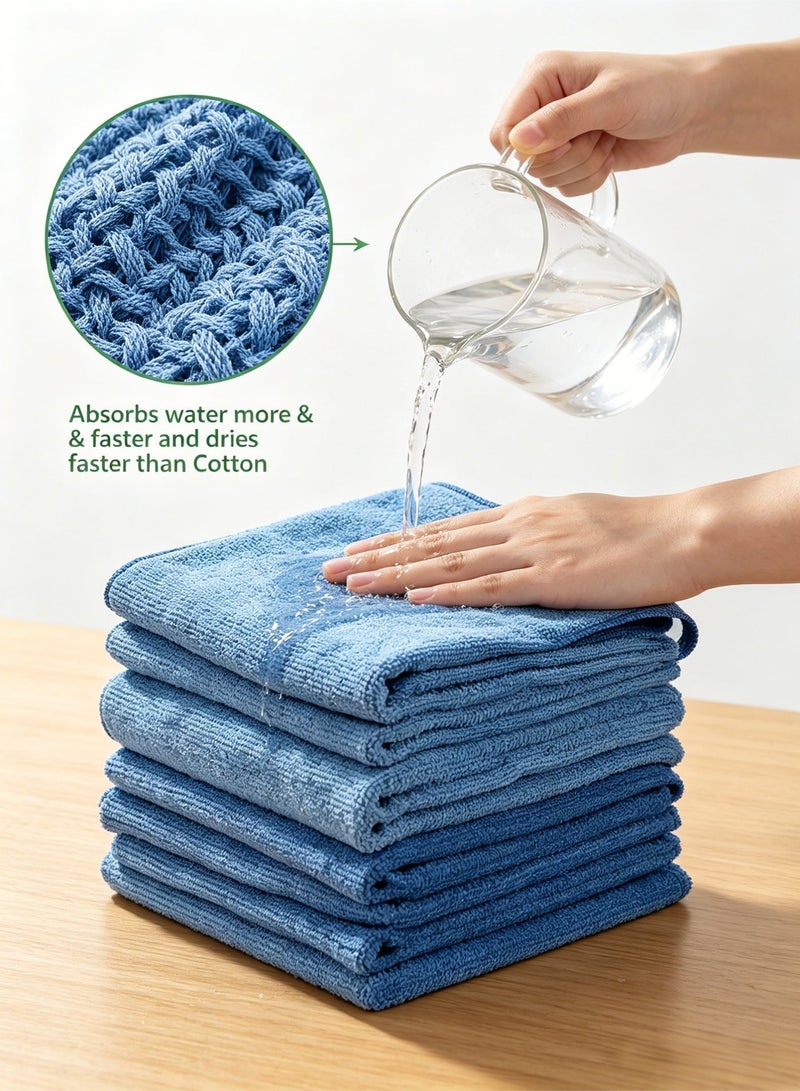 SIXPENNY Microfiber Cleaning Cloths (Pack of 20) -30 x 30 cm Cleaning Rags Kitchen Towel Dish, Car Wash, Windows, Bathroom, Absorbent Reusable, All Purpose - Blue, Green, Orange, Yellow, Kitchen Towel - Image 3