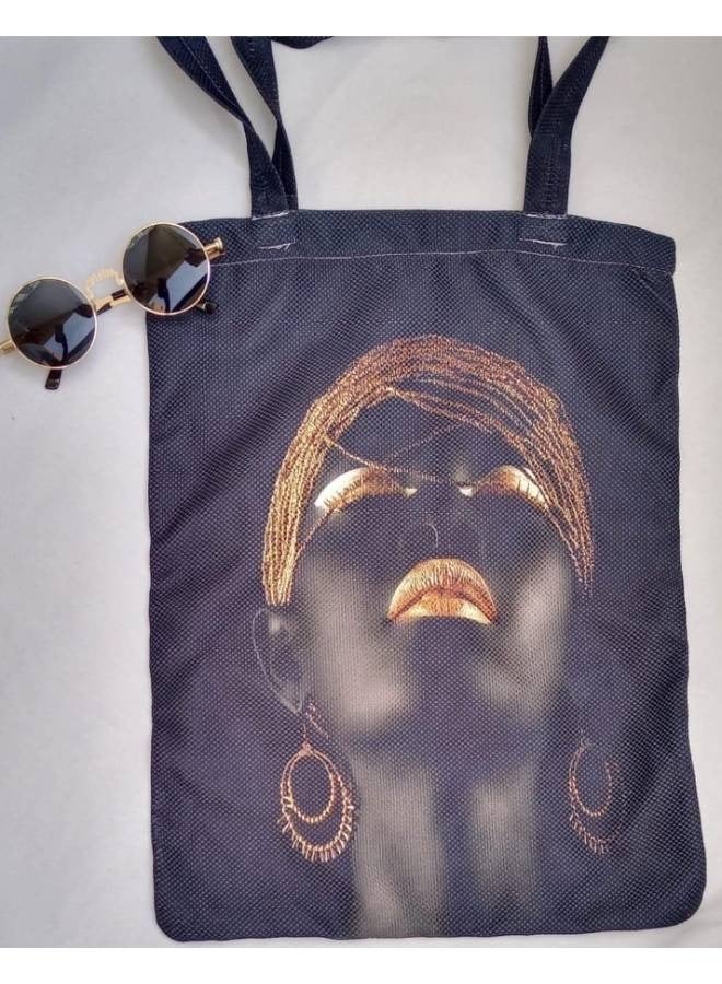 Black girl's bag with golden hair, Saipa material