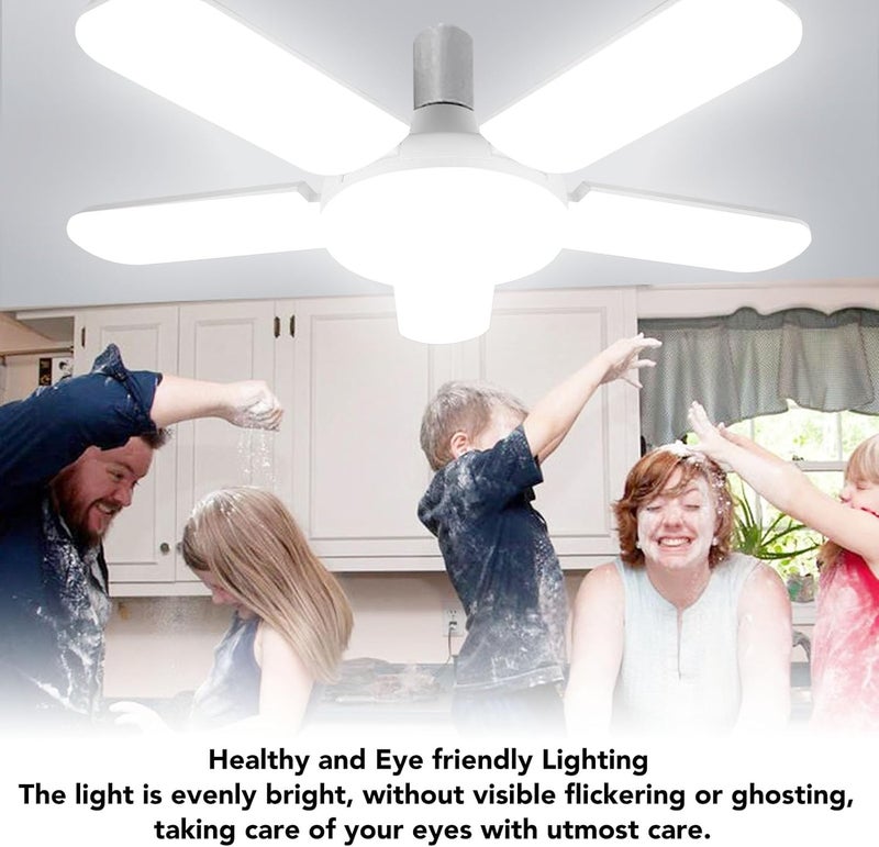 Multi-purpose LED Garage Lights, 6500k 5 Adjustable Panels Ceiling Lamp Daylight Deformable Lamp for Garage Basement Warehouse Workshop Wet anti slip - Image 2