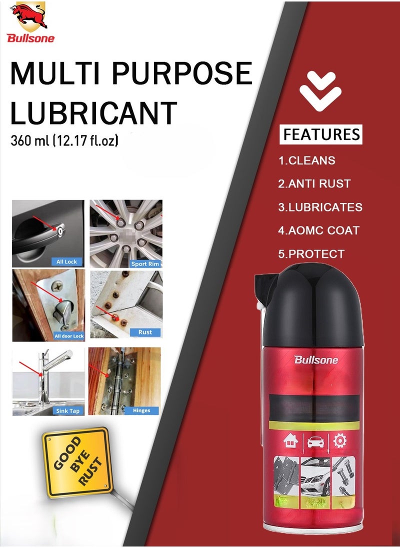 Bullsone Bullsone Multi-Purpose Rust, Oil and Grease Remover Cleaning Spray - 360 ml 