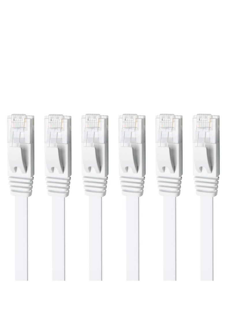 Captaintech 6 Ethernet Cable, 6 Pack 3ft High Speed Solid Flat CAT6 Gigabit Internet Network LAN Patch Cords, Bare Copper Snagless RJ45 Connector for Modem, Router, Computer  - Image 1