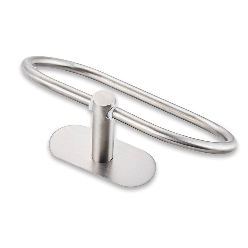 Besteffie Self Adhesive Towel Ring for Bathroom Stainless Steel Adhesive Hand Towel Holder No Drilling Modern Hand Towel Hanger Stick on Wall Brushed Nickel - Image 3