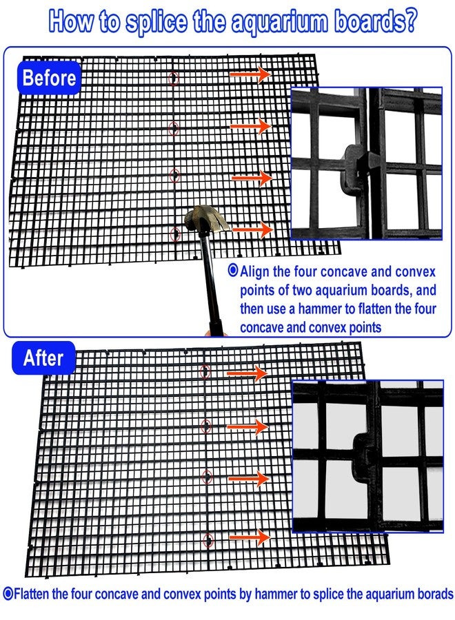 Weramics Adjustable Aquarium Fish Tank Divider Filter Bottom Plastic Grid Fish Tank Isolation Board Egg Crate Tray((Black, 2pcs 11.8X11.8Inch with 0.35Inch Hole) - Image 5