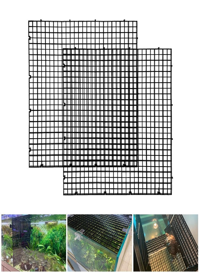 Weramics Adjustable Aquarium Fish Tank Divider Filter Bottom Plastic Grid Fish Tank Isolation Board Egg Crate Tray((Black, 2pcs 11.8X11.8Inch with 0.35Inch Hole) - Image 1