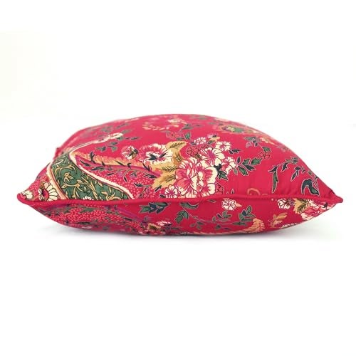 Swayam Set of 5 Floral Print Cotton Red Cushion Cover | 16 x 16 Inch | Soft Breathable Fabric with Hidden Zipper | Decorative & Stylish Cushion Covers for Sofa, Living Room, Bedroom & Couch - Image 4