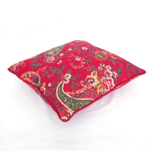 Swayam Set of 5 Floral Print Cotton Red Cushion Cover | 16 x 16 Inch | Soft Breathable Fabric with Hidden Zipper | Decorative & Stylish Cushion Covers for Sofa, Living Room, Bedroom & Couch - Image 5
