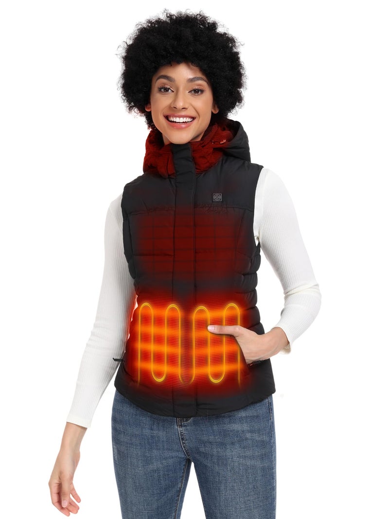 ORORO Women's Heated Vest with 90% Down Insulation and Detachable Hood (Battery Included)-Slim Fit (M) Black - Image 1