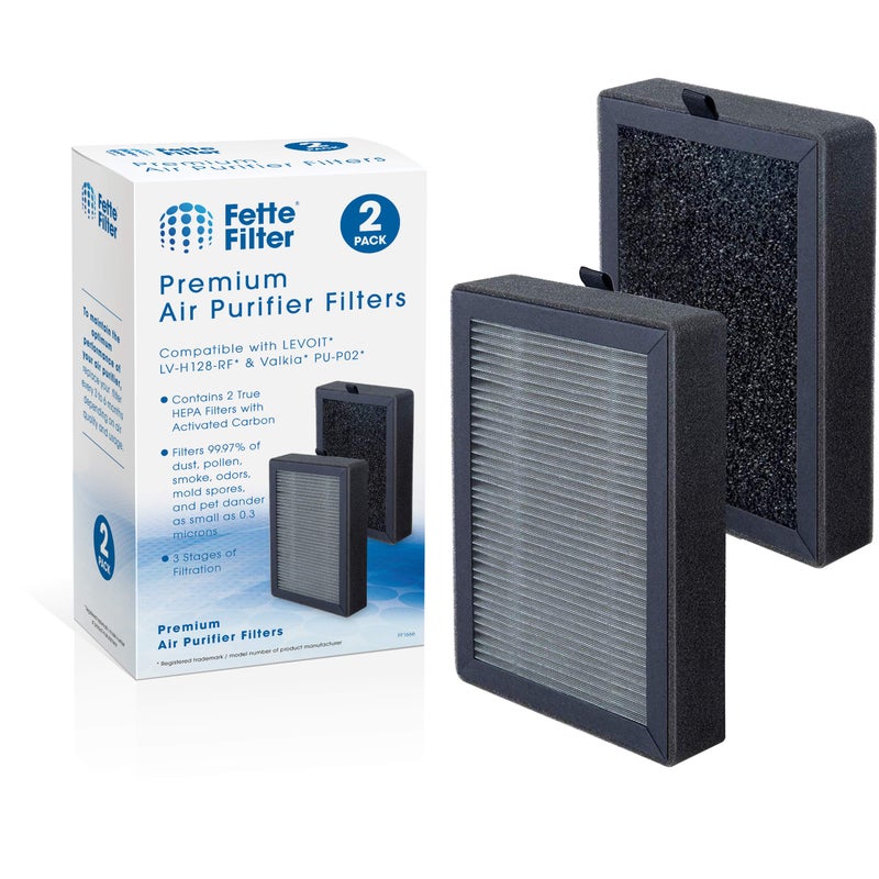 Fette Filter - LV-H128 True HEPA H13 Replacement Filter Compatible with LEVOIT LV-H128-RF/Valkia PU-P02 / PUURVSAS HM669A / ROVACS RV60 Air Purifier Models Part # LV-H128-RF 2-QTY - Image 1