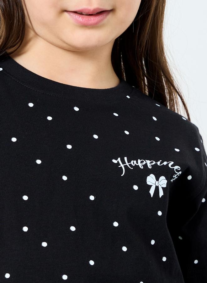 ستايلي طقم من بنطال وتيشيرت بطبعة نقاط بولكا - Image 3