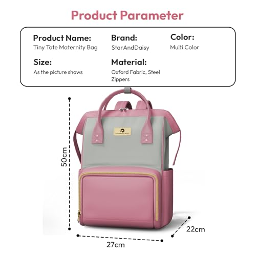StarAndDaisy Diaper Bag / 30L Lightweight Diaper Bag for Mothers for Travel with 3 Insulated Bottle Pockets/Baby Bag for Mother Travel & Maternity Bag for Baby – Pink Grey - Image 5