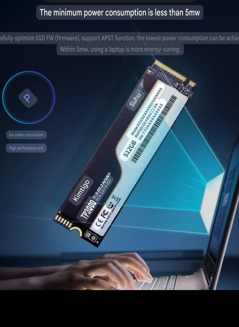 كيمتيجو محرك أقراص الحالة الصلبة الداخلي Kimtigo TP3000 SSD بسعة 256 جيجابايت M.2 2280 NVMe PCIe Gen 3×4 لأجهزة الكمبيوتر المحمولة وأجهزة الكمبيوتر المكتبية وعشاق الكمبيوتر الشخصي ولاعبي الألعاب - Image 3