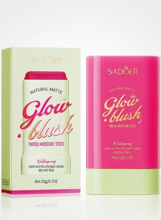 Natural Matte Glow Blush Tinted Moisture Stick 20g 01 Shy Pink Cream Blush Hydrating Makeup Stick Natural Glow Cheek Tint