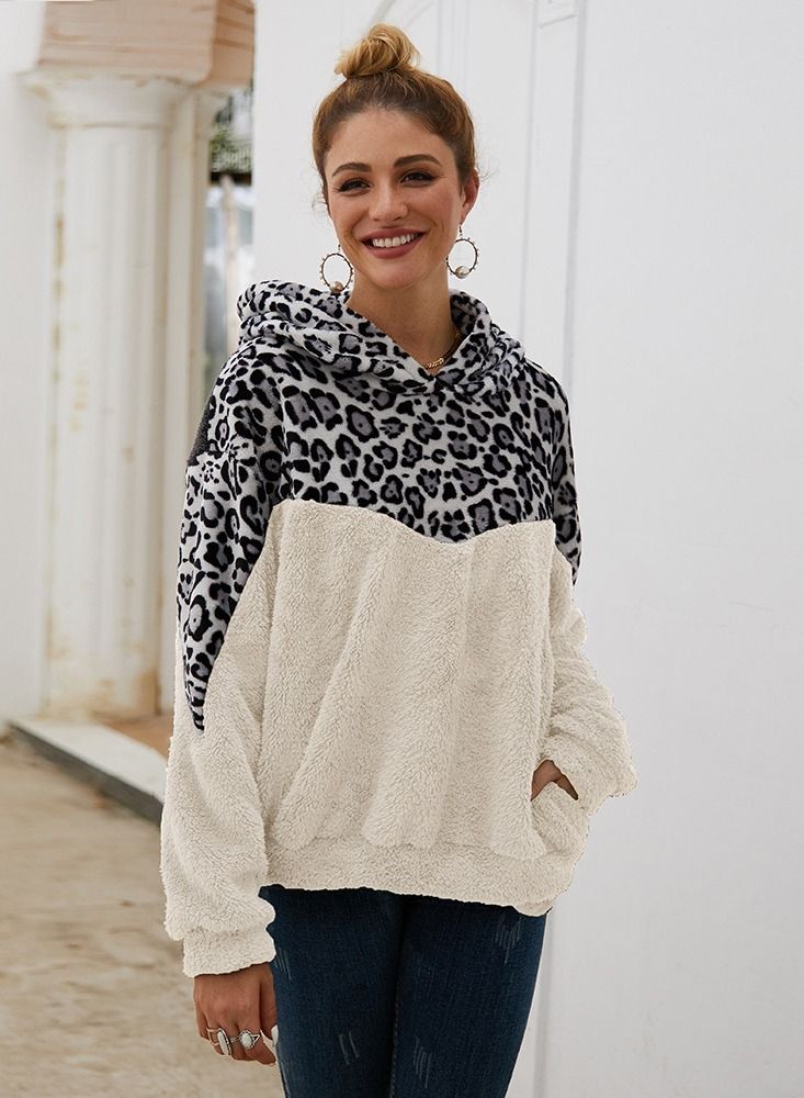 Loquat Leopard Patch Long Sleeve Hoodie - Image 1