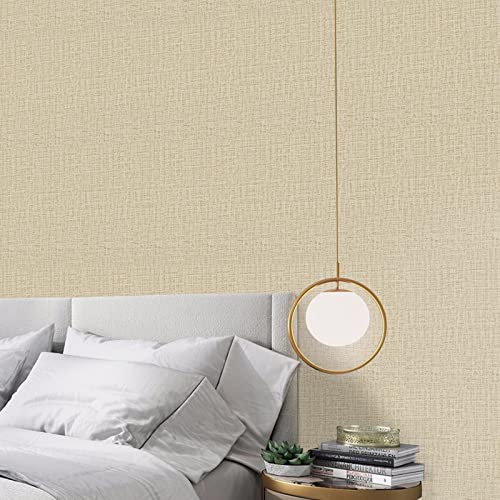 TANONE Khaki Contact Paper Peel and Stick, Grasscloth Beige Wallpaper Self Adhesive Removable Wallpaper, Fabric Linen Wall Paper Decorative for Wall Cabinets Drawers Kitchen 15.8" W X394 L - Image 5