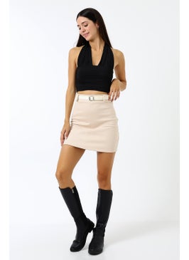 Win Moda Suede Skirt Short Belted / Belt Suede Skirt Model  - Image 4