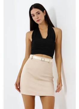 Win Moda Suede Skirt Short Belted / Belt Suede Skirt Model  - Image 5