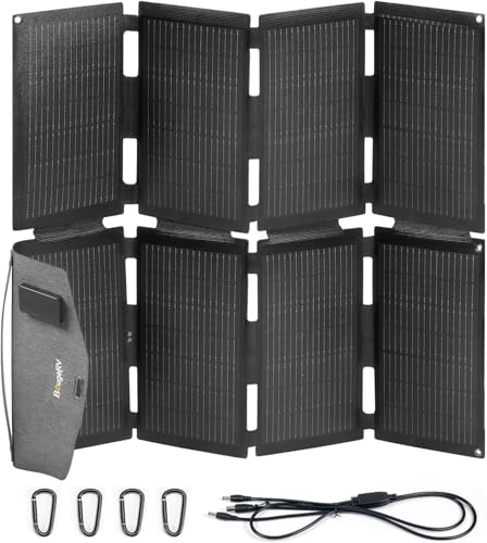 BougeRV 100W Fiberglass Portable Solar Panel Foldable Solar Cell Solar Charger with USB Outputs for Phones Compatible with BougeRV 266Wh240Wh Power Station for Camping Hiking NonBattery - Image 1