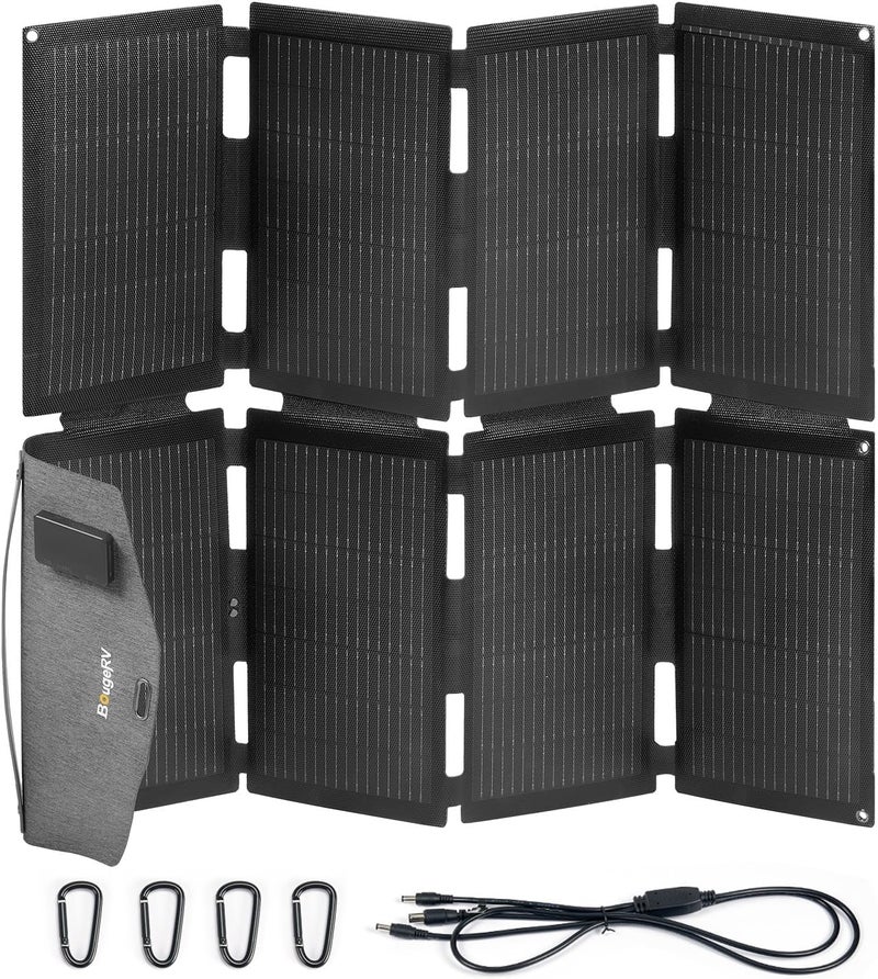 BougeRV 100W Fiberglass Portable Solar Panel Foldable Solar Cell Solar Charger with USB Outputs for Phones Compatible with BougeRV 266Wh240Wh Power Station for Camping Hiking NonBattery - Image 2