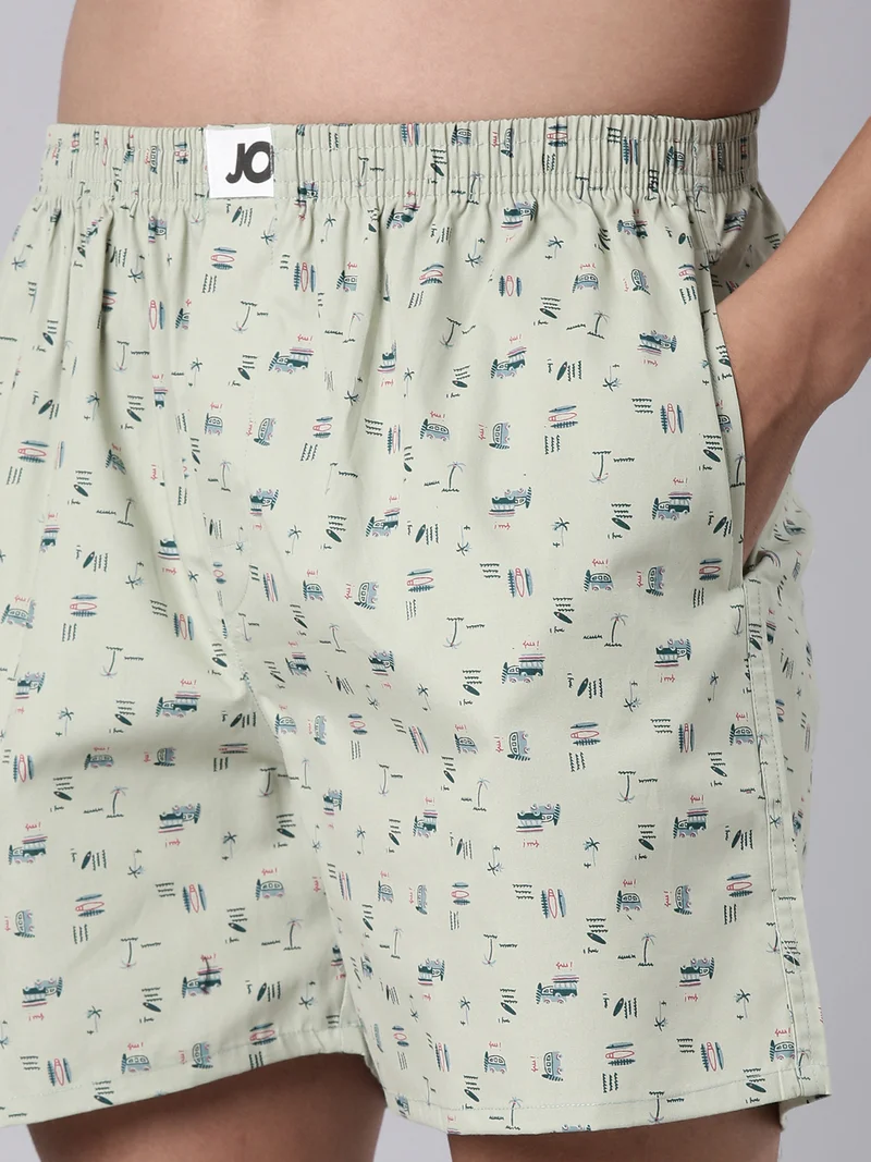Joven Men Printed Pure Cotton Side Pocket Boxers Pack of 2