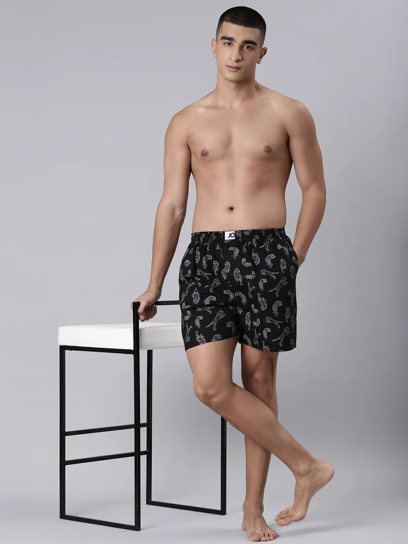 Joven Men Printed Pure Cotton Side Pocket Boxers Pack of 2