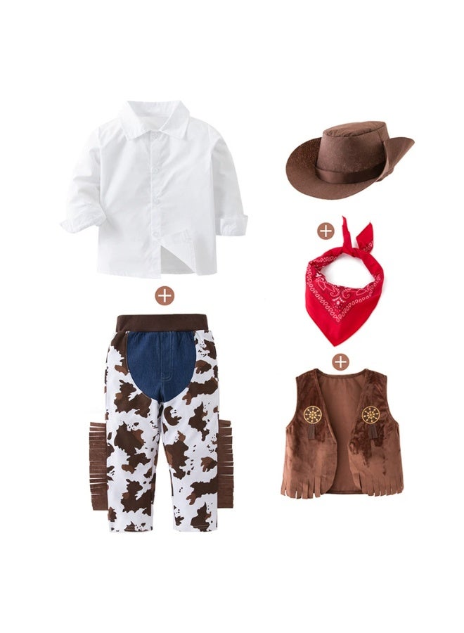 general 5 Pcs Cowboy Costume for Boys Dress Up Set, Birthday Cosplay Halloween Costume Party Costume - Image 1