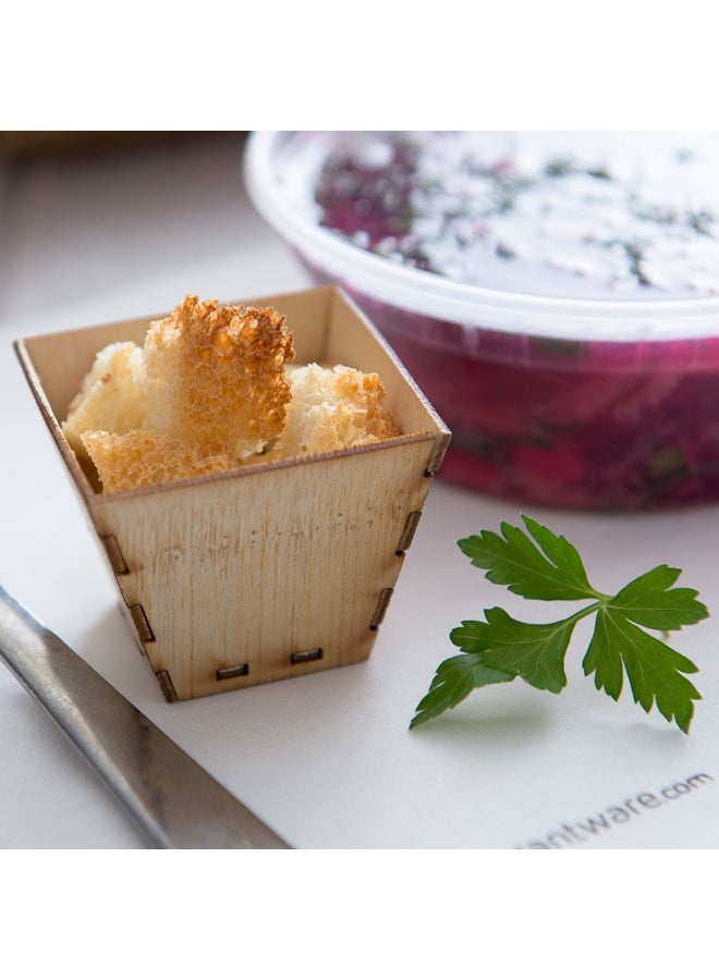 Restaurantware 2 Ounce Appetizer Cups, 100 Square Mini Dessert Cups - Durable, Disposable, Bamboo Tasting Bowls, Sustainable, For Snacks And Samples - Image 3