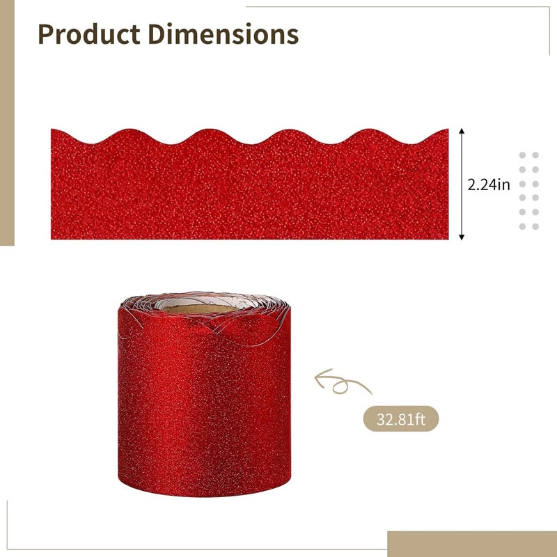 6 Rolls of Glitter Scalloped Bulletin Board Borders, 196.8 Ft Self-Adhesive Waterproof Decorative Tape - Image 5