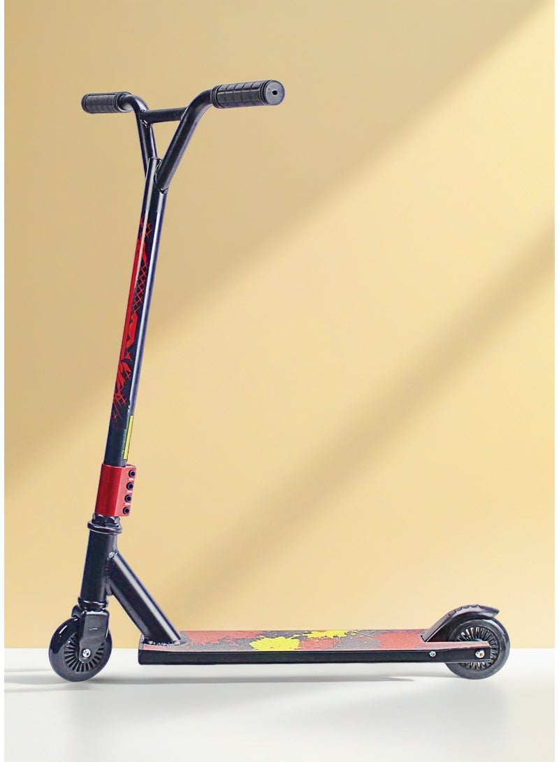 إيزي فيتشور سكوتر حركات بهلوانية احترافي خفيف الوزن من إيزي فيوتشر - عجلتان، عجلات ألومنيوم 110 مم، شريط لاصق للإمساك، مقبض عريض على شكل حرف T، فرامل فولاذية، سكوتر حركات بهلوانية 360 درجة للمستخدمين المبتدئين والمتوسطين - Image 1