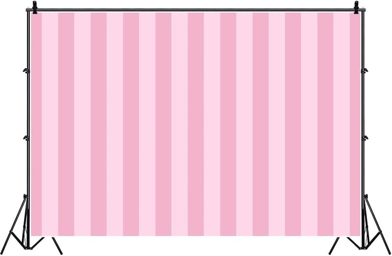 Laeacco Pink Stripes Backdrop 7x5ft Photography Background Pastel Pink Striped Background Birthday Party Decor Banner Princess Girls Baby Shower Decor - Image 2