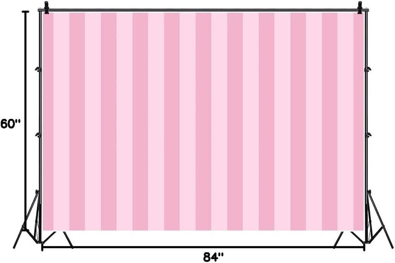 Laeacco Pink Stripes Backdrop 7x5ft Photography Background Pastel Pink Striped Background Birthday Party Decor Banner Princess Girls Baby Shower Decor - Image 5