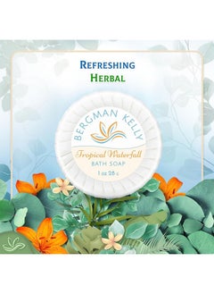 BERGMAN KELLY BERGMAN KELLY - Hotel Soap Bars in Bulk - Tropical Waterfall, 1 oz, 100 PK - Small Individually Wrapped Round Soap - Travel Size Mini Toiletries for Airbnb, Motel, Guest Bathroom  - Image 4
