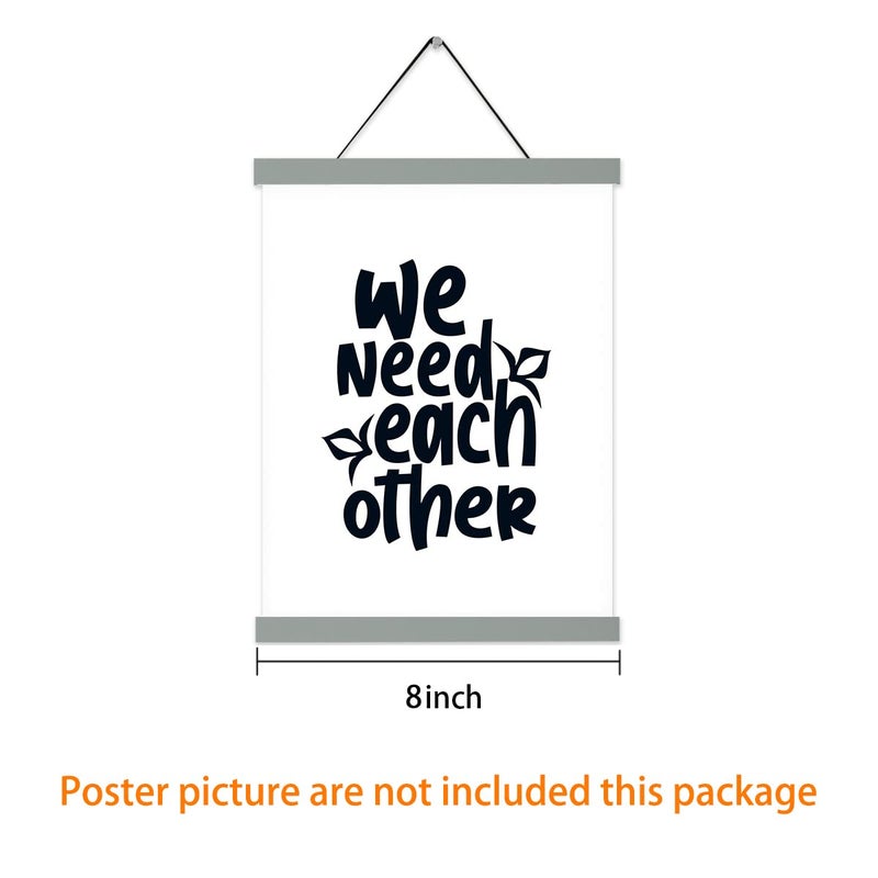 Magnetic Poster Hanger Frame Grey Color 3 pack  8x10 8x12 8x18 Poster Frame Wooden Magnetic Hanging Kit for Walls Map Canvas Artwork  - Image 4
